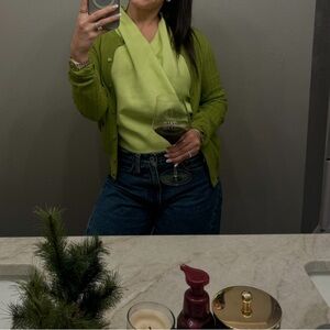 Women’s Lime Green V-Neck Blouse